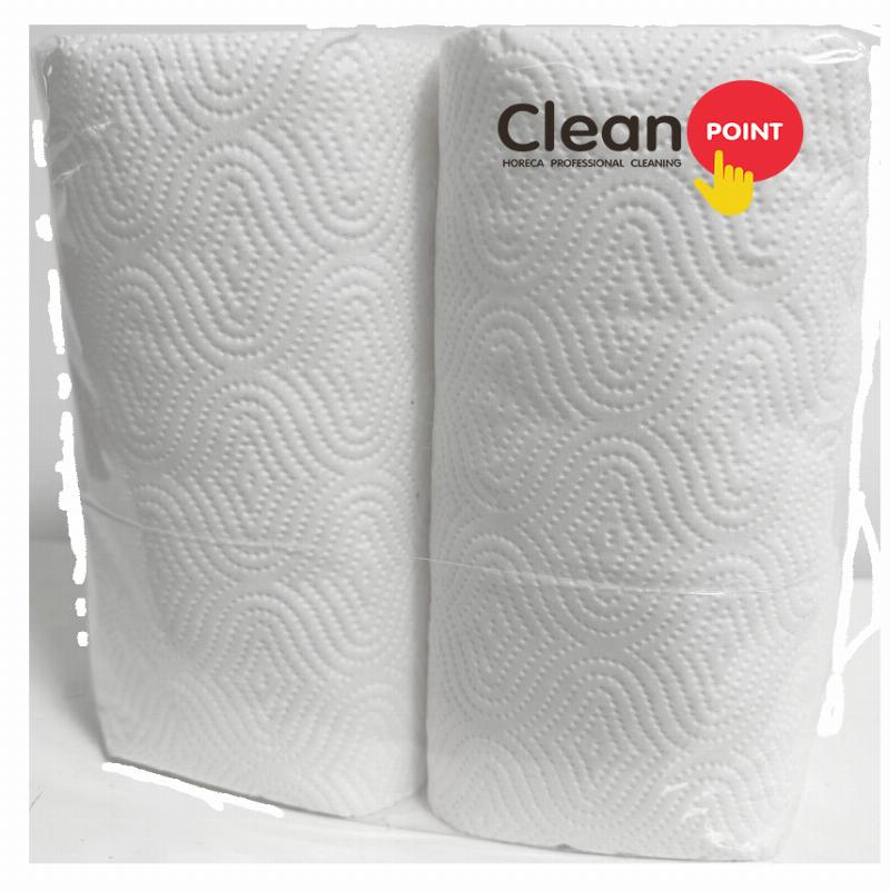 Clean Point Рушник паперовий в рулоні двошаровий білий